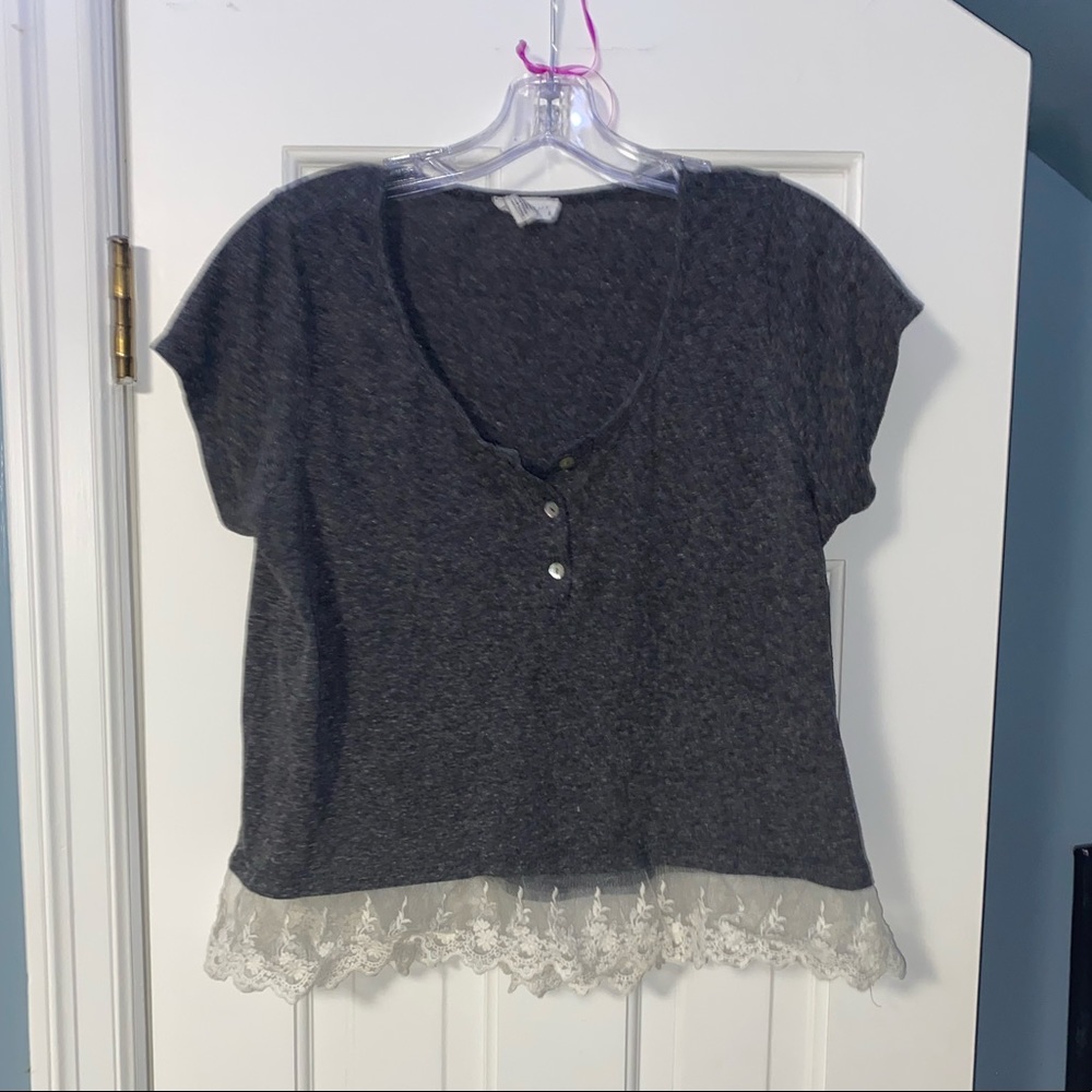 Grey Lacey Top